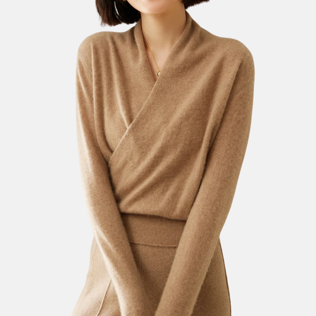 Cozy V-Neck Long Sleeve Wrap Sweater