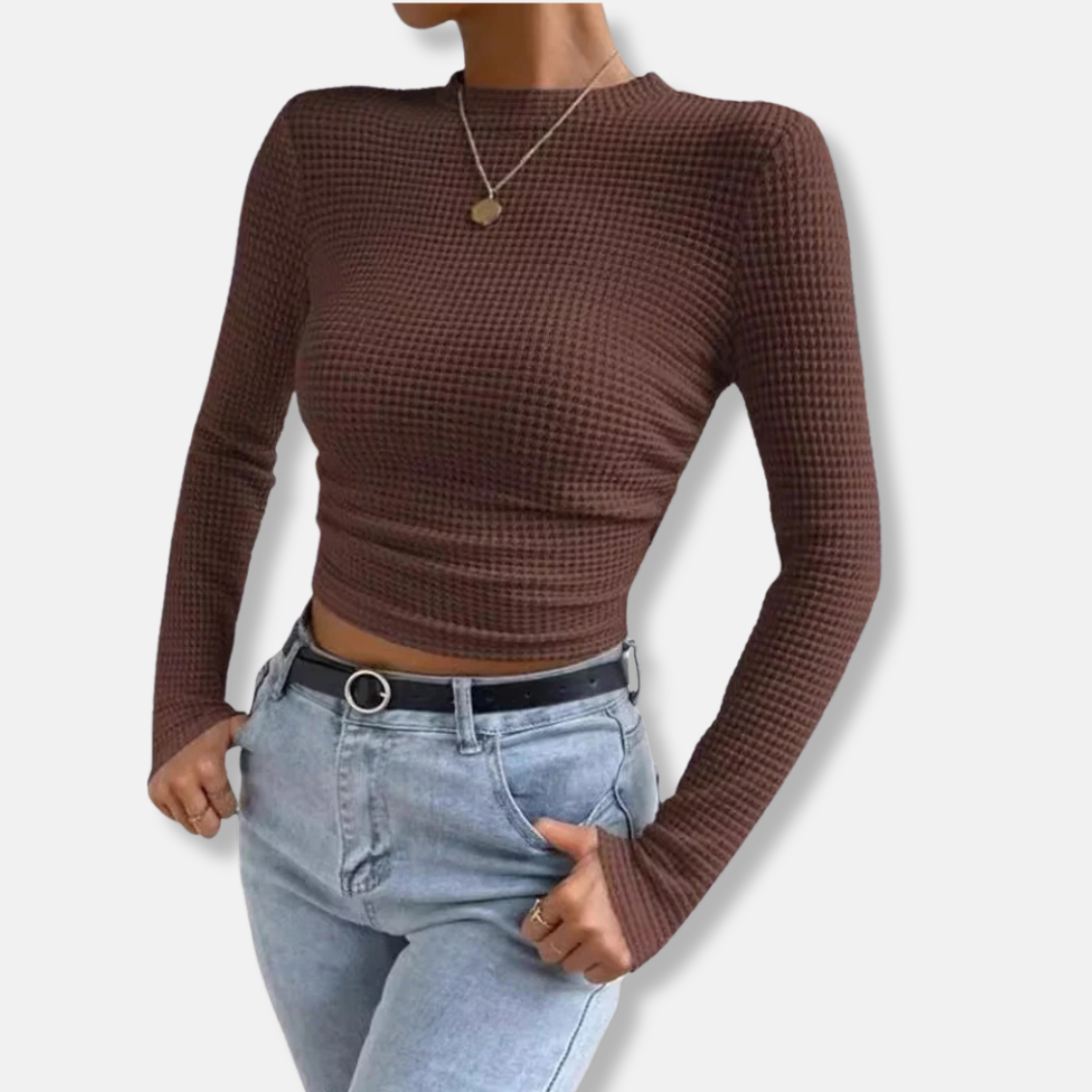 Women's Fitted Long Sleeve Crop Top