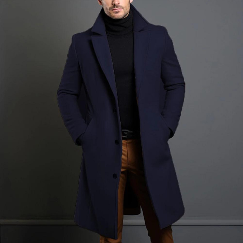 Classic Wool Fitted Coat | Notch Lapel Overcoat
