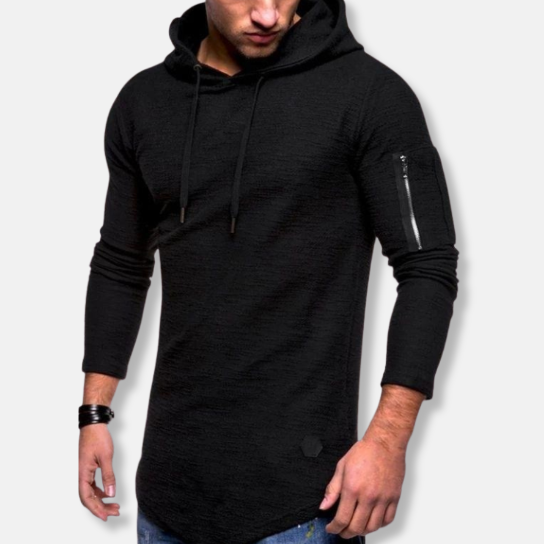 Fitted Textured Hooded Sweatshirt