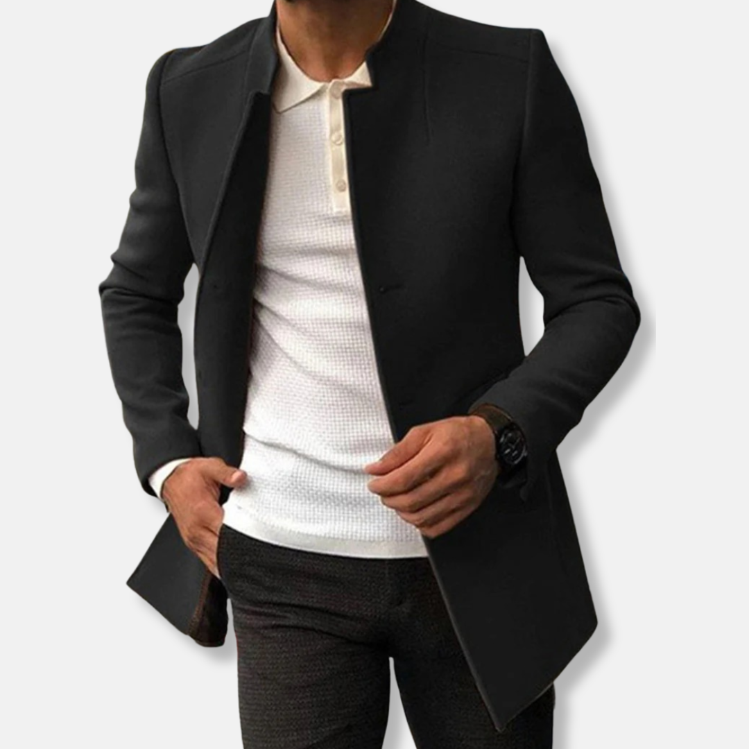 Classic Wool Fitted Coat | Stand Collar Trench Coat