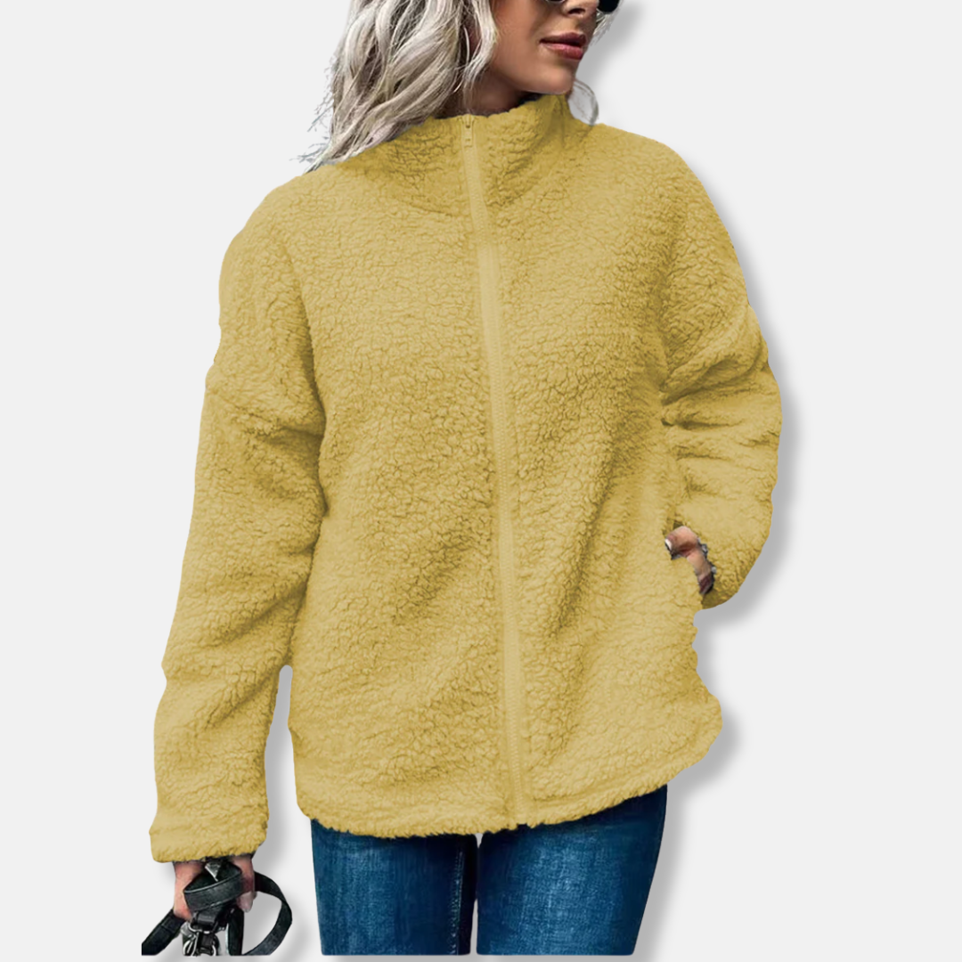 Soft Oversized Fleece Coat | High Neck Fleece Jacket