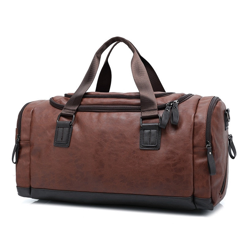 Strong Leather Travel Duffel Bag for Men