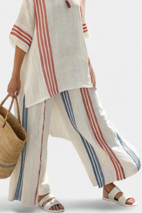 Stylish Colorful Striped Shirt & Coastal Trousers