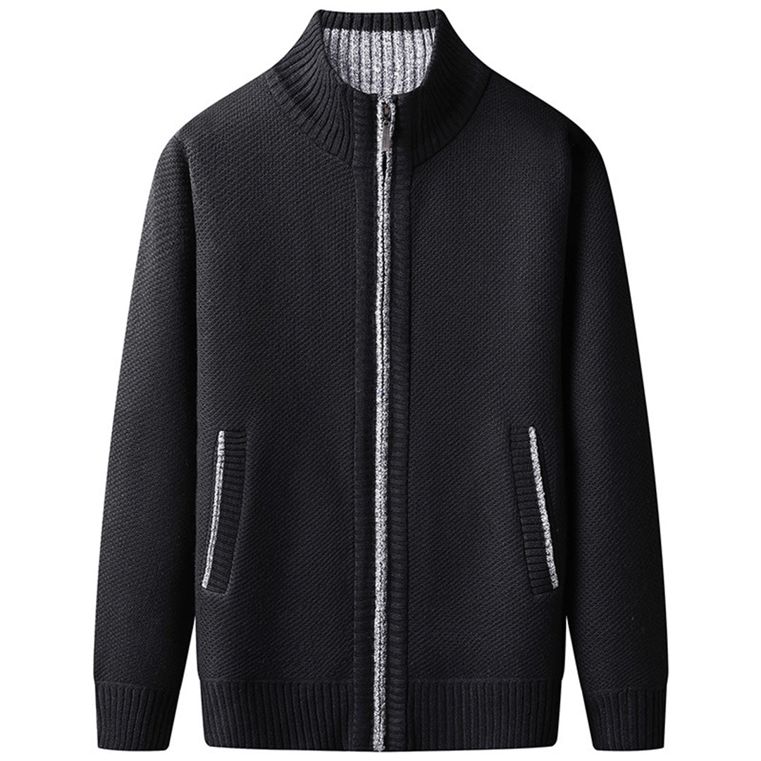 Warm Full Zip Sweater | Classic Stand Collar Cardigan