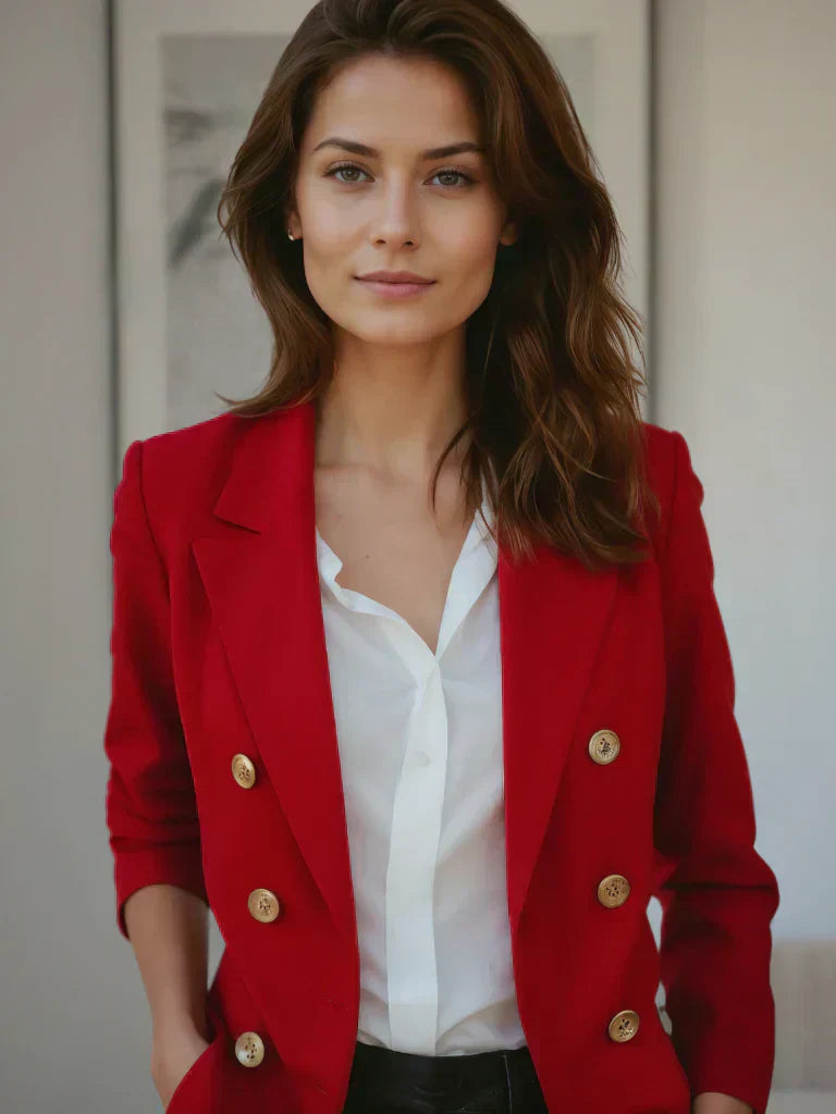 Trendy Lightweight Blazer for Women with Tailored Fit – Riana-Red-S-Nora Luxe