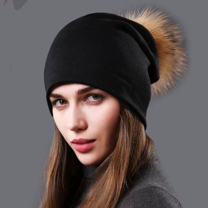 Warm Cozy Pom Pom Winter Beanie for Women
