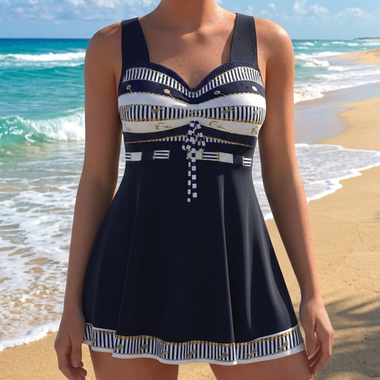 Beachy Navy Blue Swimsuit Dress - Nocini