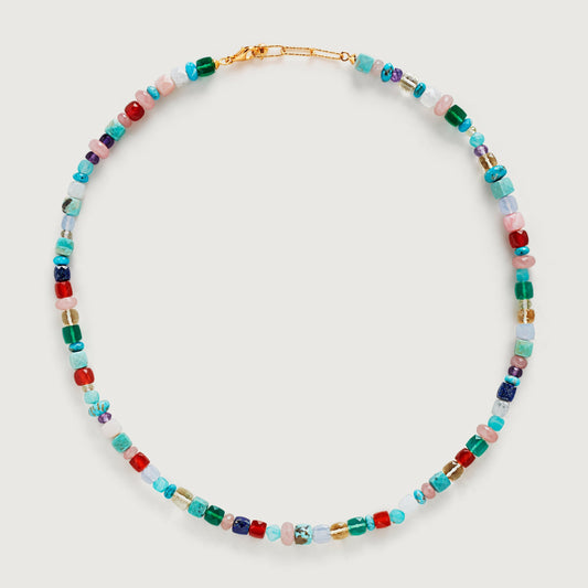 Authentic Stone Beaded Chain Necklace - Pexav