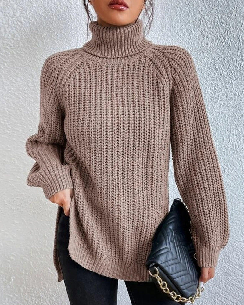 Warm Ribbed Knit Winter Sweater