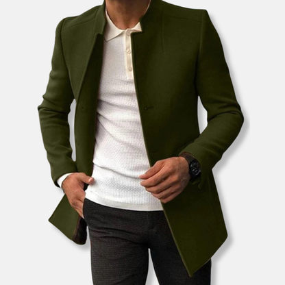 Classic Wool Fitted Coat | Stand Collar Trench Coat - Nocini