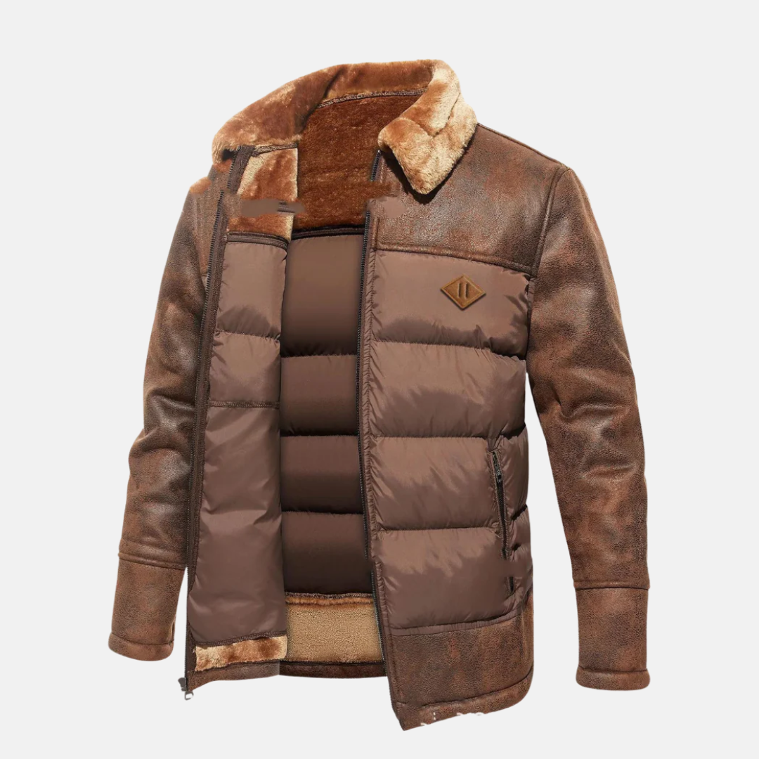 Luxury Quilted Leather Aviator Coat - Nocini
