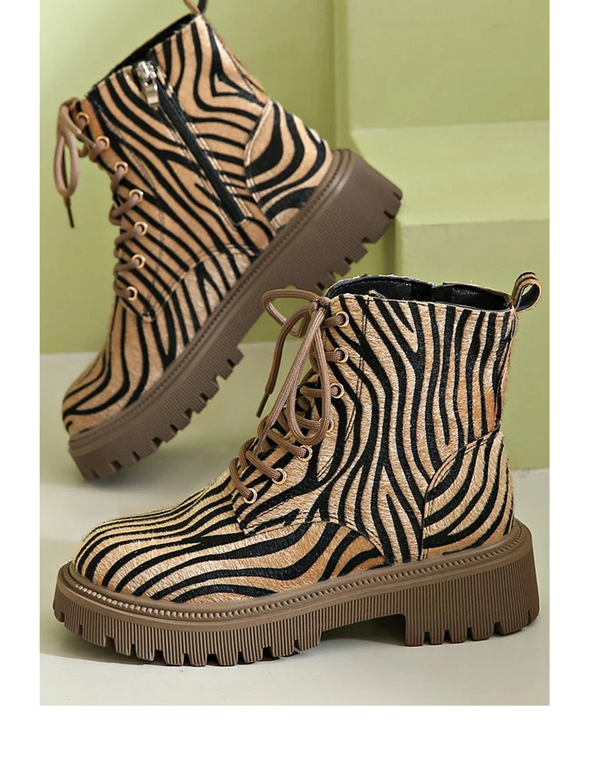 Animal Print Ankle Boots - Olytrend