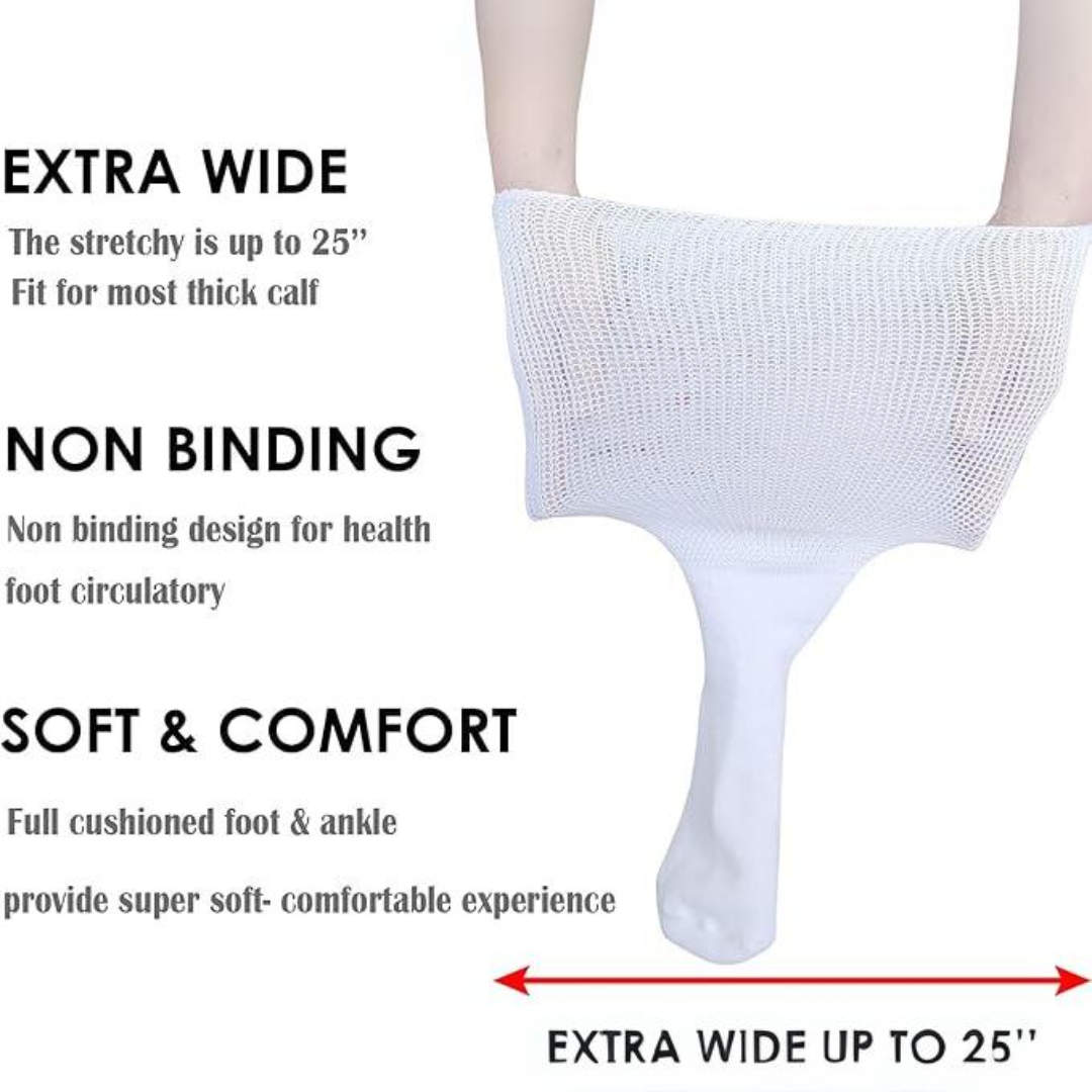 2 Pairs of Comfort Extra Wide Lymphedema & Diabetic Socks - Max-Nora Luxe