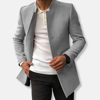 Classic Wool Fitted Coat | Stand Collar Trench Coat