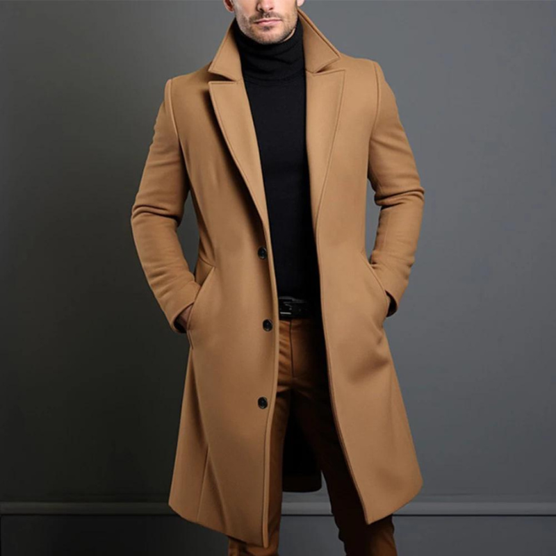 Classic Wool Fitted Coat | Notch Lapel Overcoat - Nocini
