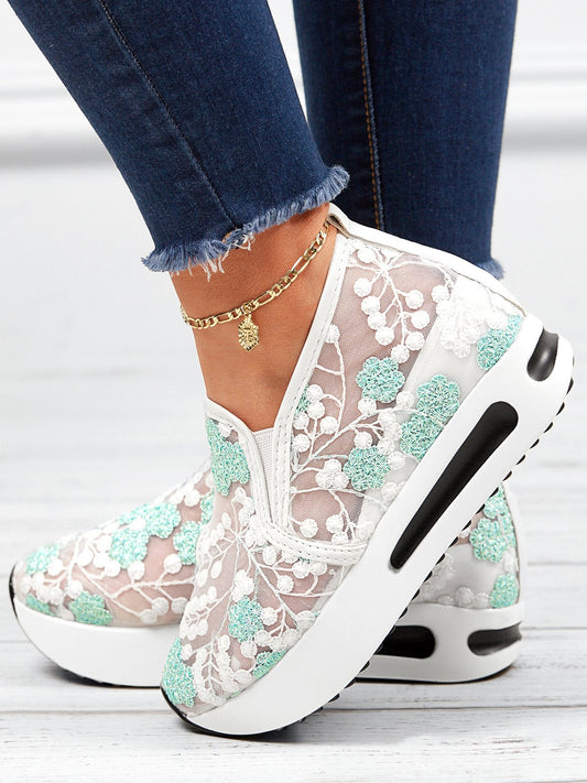 Casual Floral Sneakers for Women - Cushioned Platform Shoes - Nocini