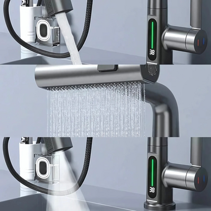Adjustable LED Waterfall Sink Faucet