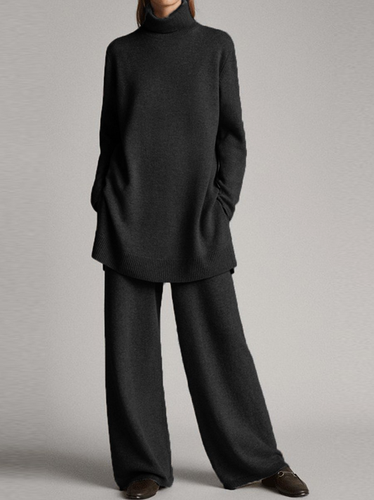 Women's Cozy Turtleneck and Loose Fit Pants Set - Nocini