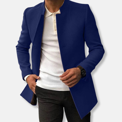 Classic Wool Fitted Coat | Stand Collar Trench Coat