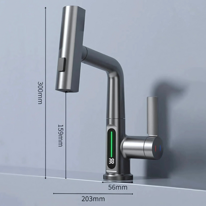 Adjustable LED Waterfall Sink Faucet