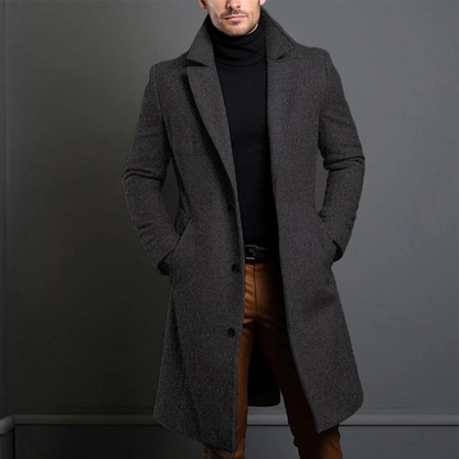 Classic Wool Fitted Coat | Notch Lapel Overcoat