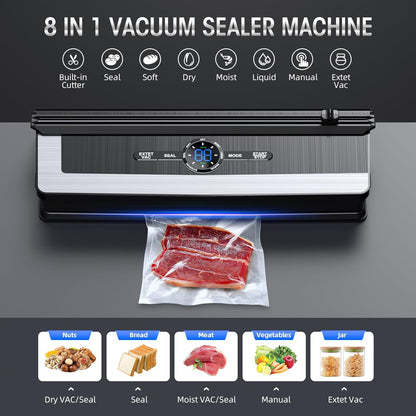 8-in-1 Vacuum Sealing Machine with Built-in Cutter-Nora Luxe
