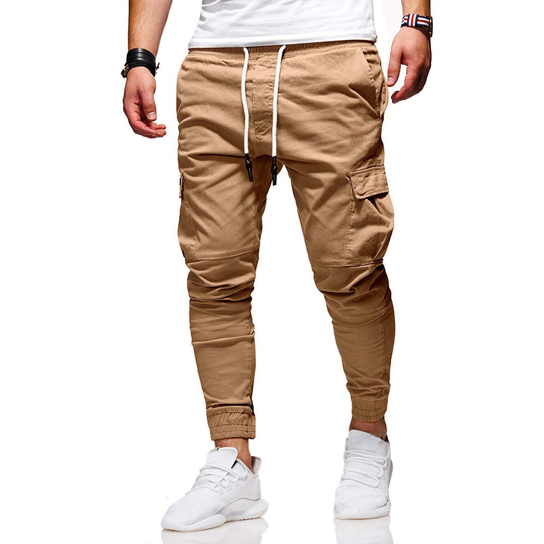 Comfortable Fit Cargo Pants | Elastic Cuffs, Solid Color