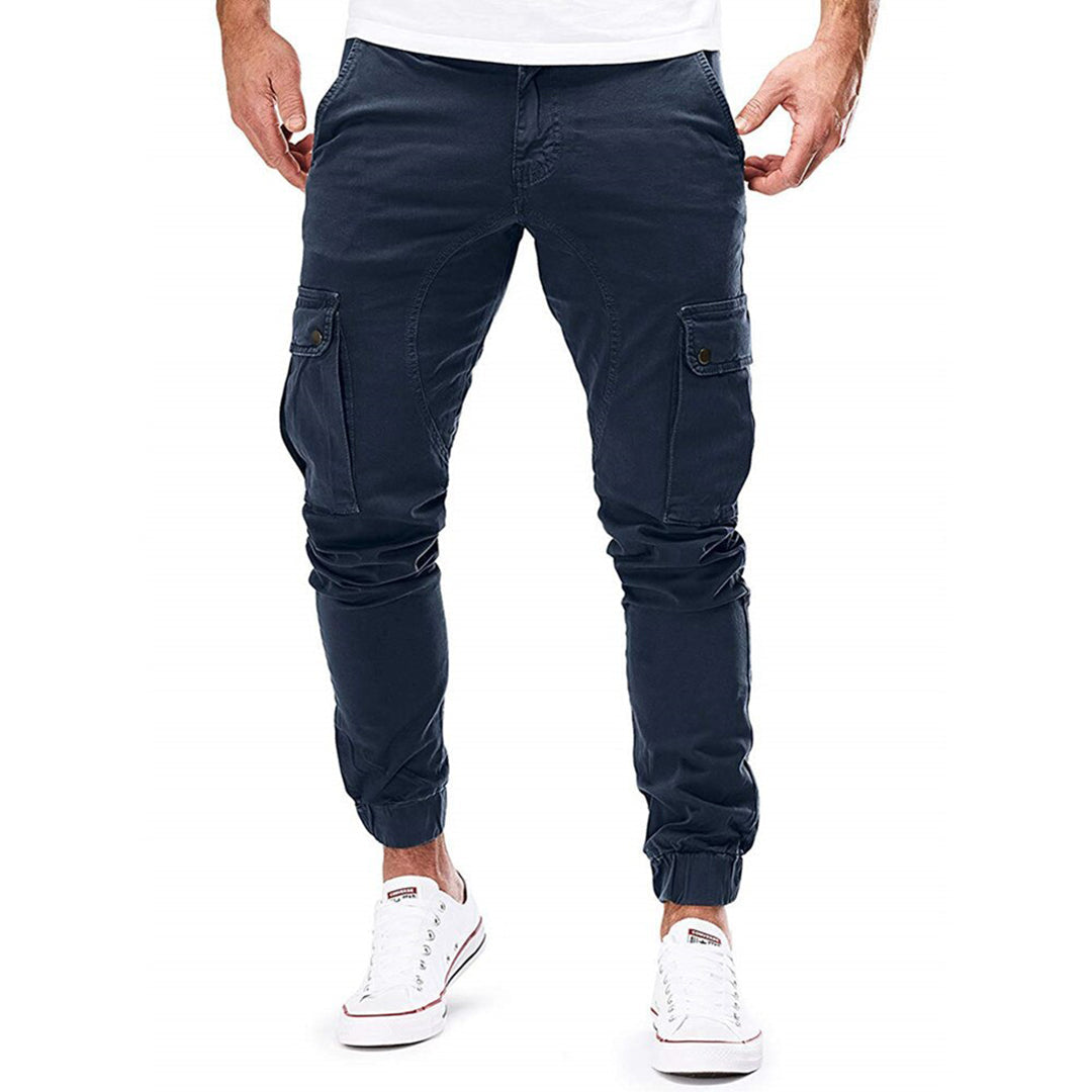 Comfortable Fit Cargo Pants | Elastic Cuffs, Solid Color