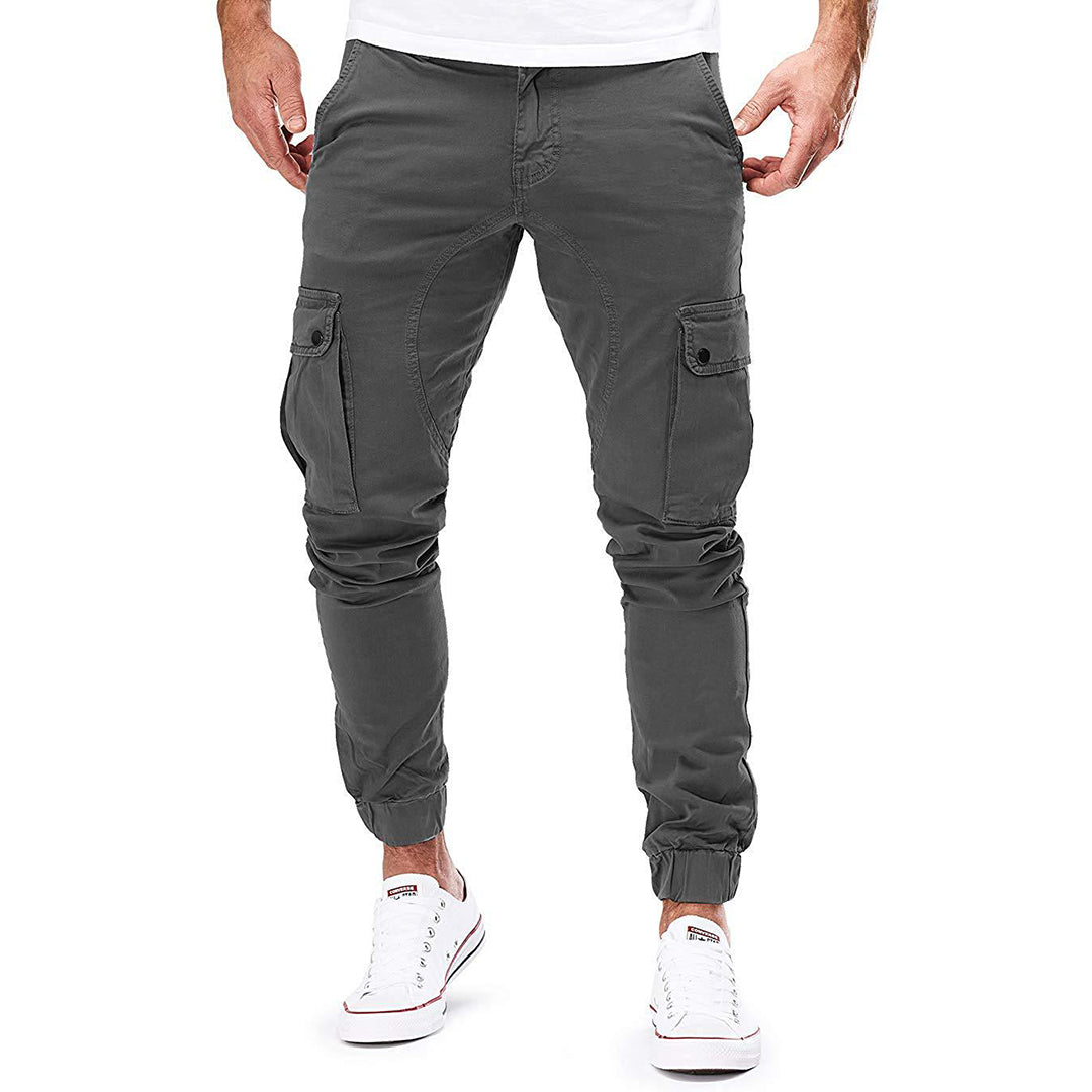 Comfortable Fit Cargo Pants | Elastic Cuffs, Solid Color