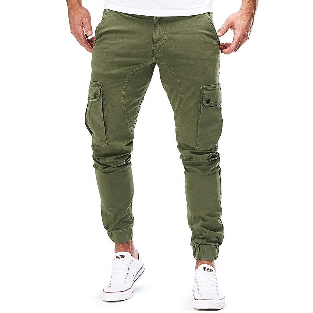 Comfortable Fit Cargo Pants | Elastic Cuffs, Solid Color