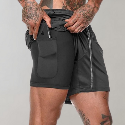 Men's Running Double Layer Gym Shorts