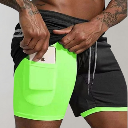 Men's Running Double Layer Gym Shorts