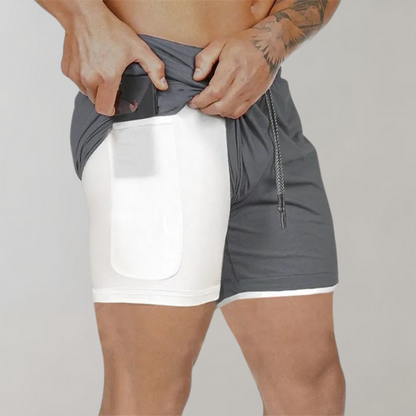 Men's Running Double Layer Gym Shorts