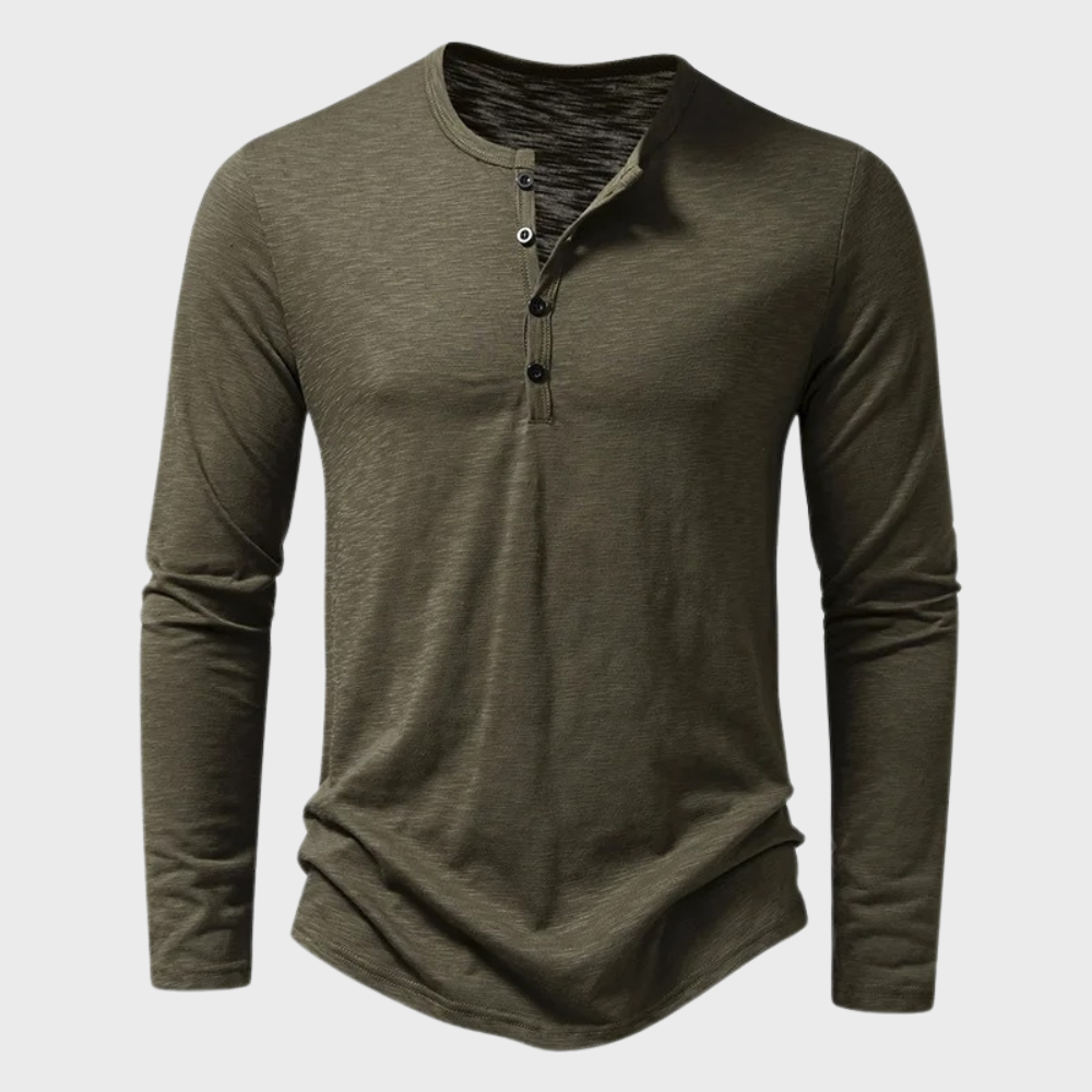 Classic Casual Long Sleeve Henley Shirt