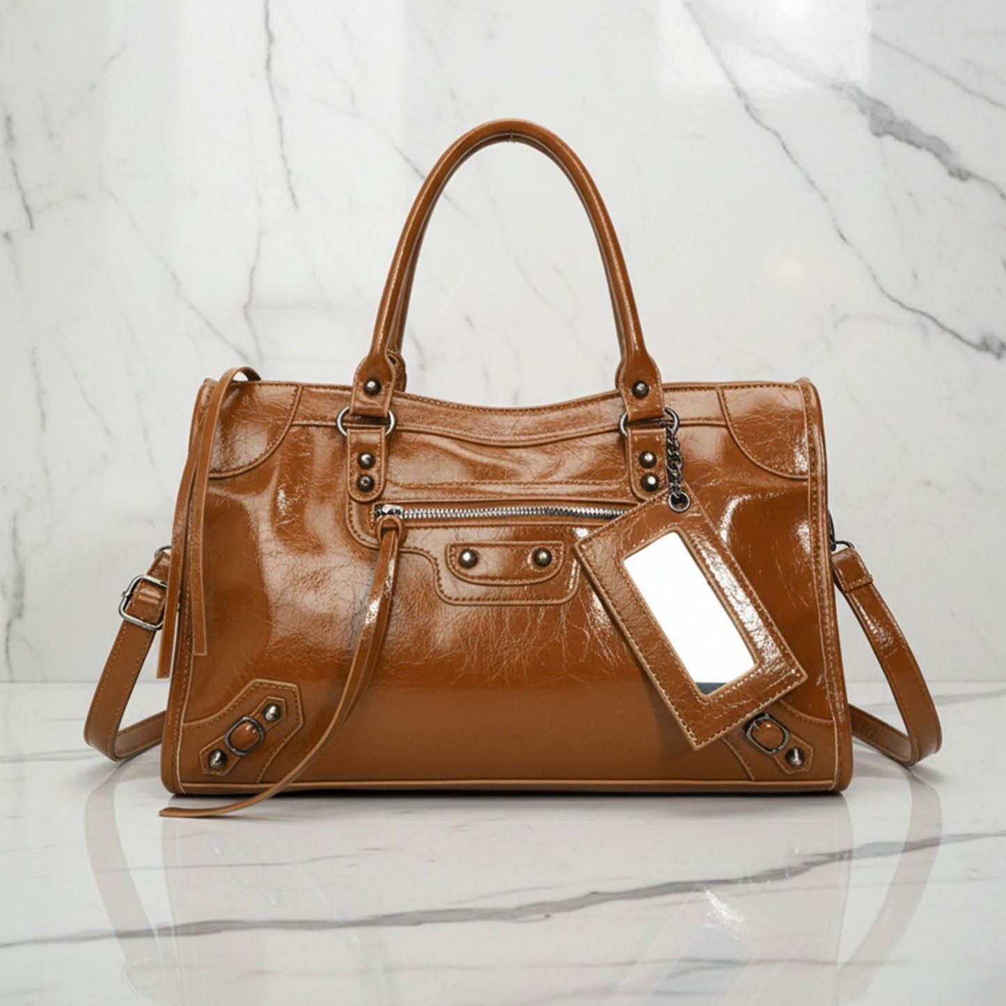 Chic Synthetic Leather Tote Handbag