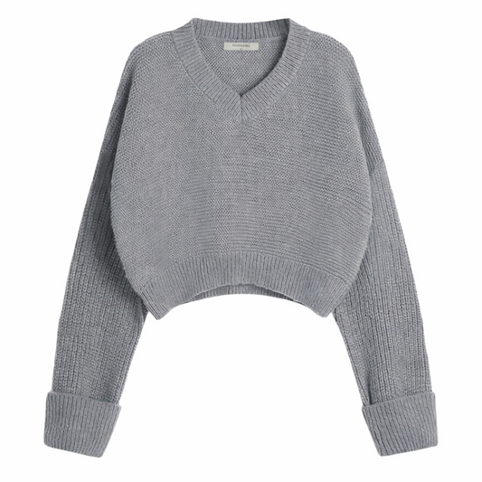 Women's Short V-Neck Knit Sweater