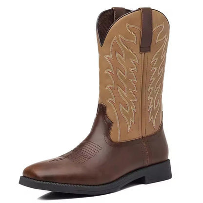 Rugged Leather Cowboy Boots for Men