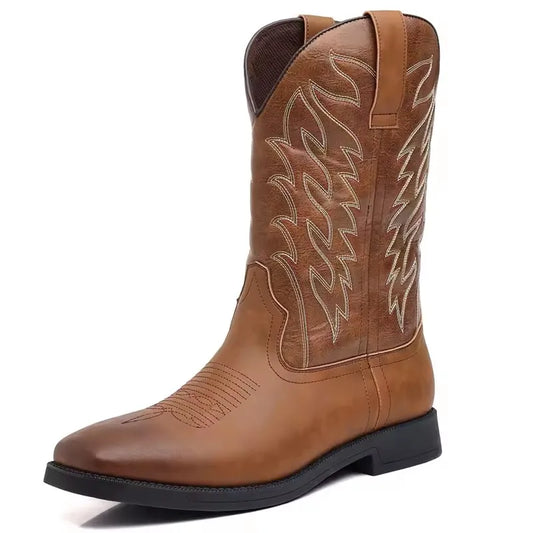Rugged Leather Cowboy Boots for Men - Nocini
