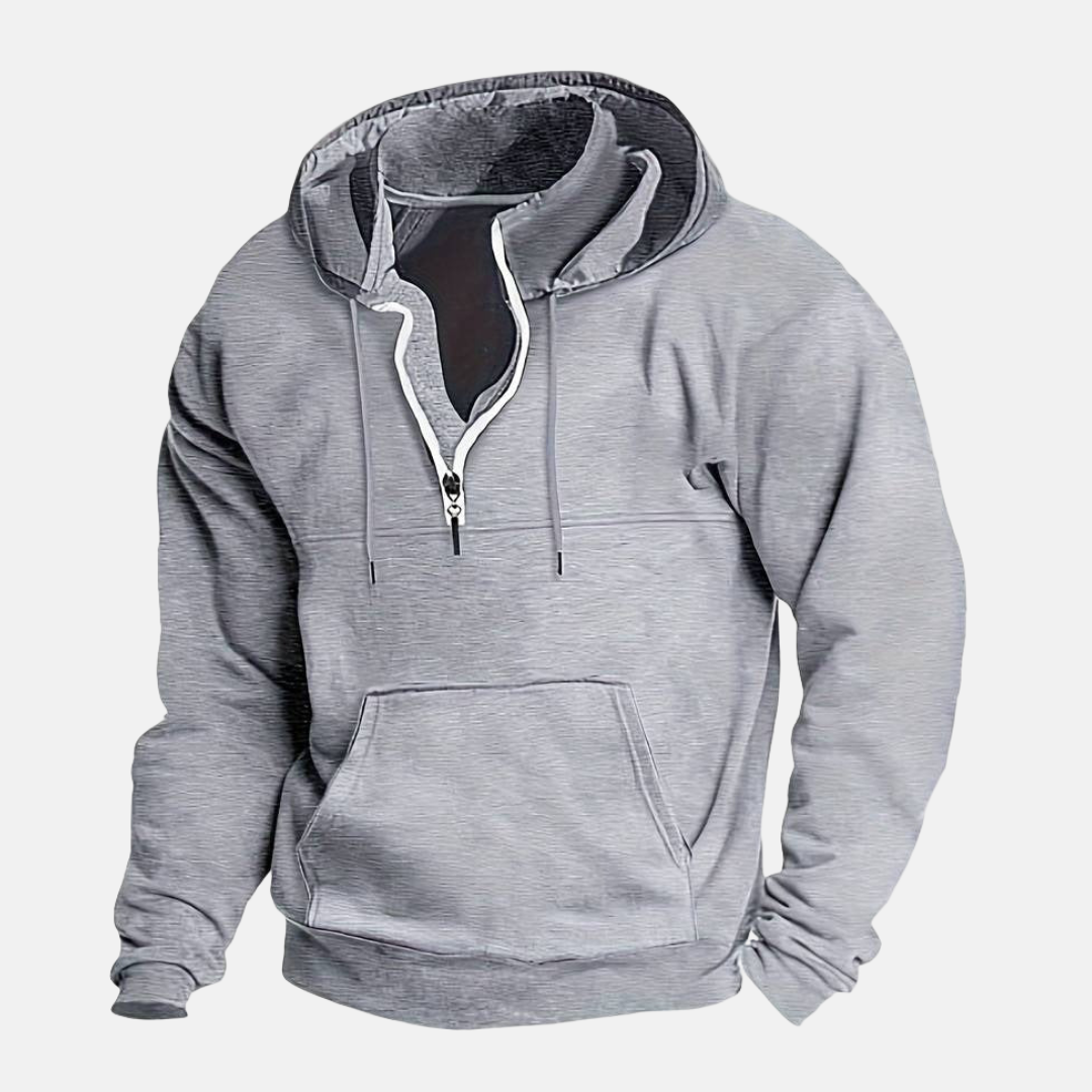 Casual Loose Fit Zip Up Hooded Sweatshirt