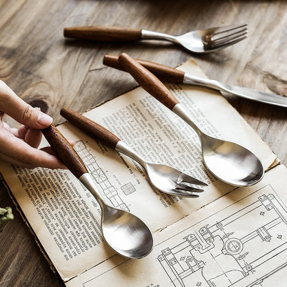 Japanese Wood Handle Flatware Set