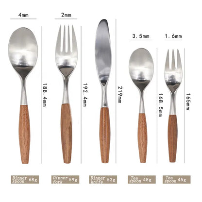 Japanese Wood Handle Flatware Set