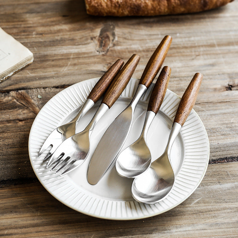 Japanese Wood Handle Flatware Set