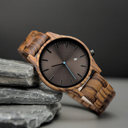 Simple Wooden Quartz Date Watch - Nocini