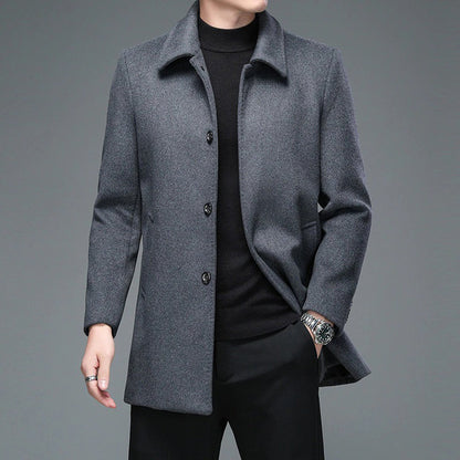 Classic Wool Overcoat for Men Mid Length