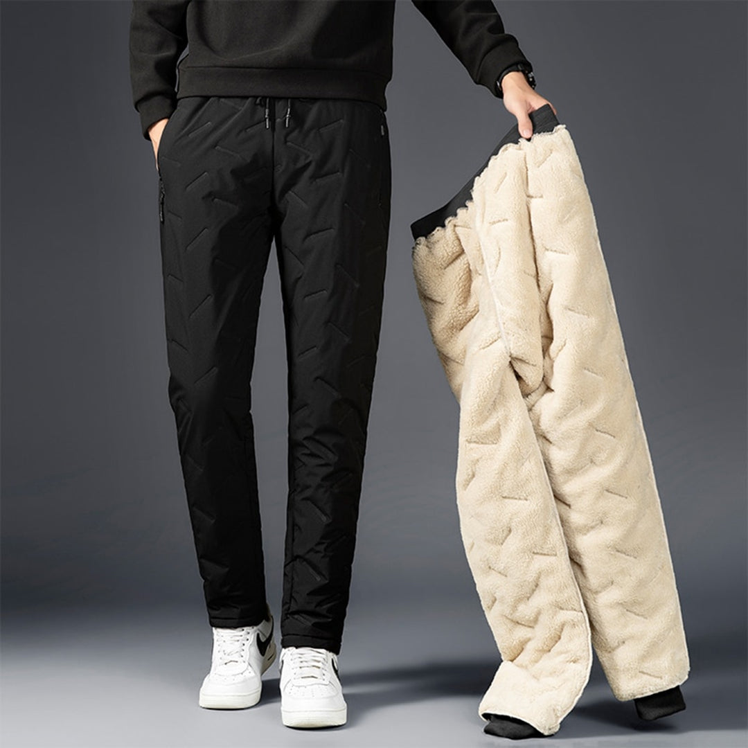 Warm Fleece Slim Fit Joggers with Zip Pockets