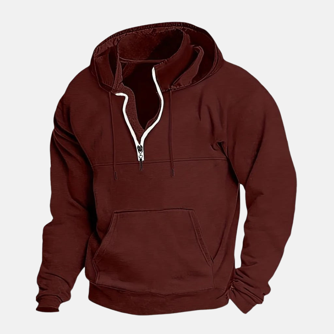 Casual Loose Fit Zip Up Hooded Sweatshirt