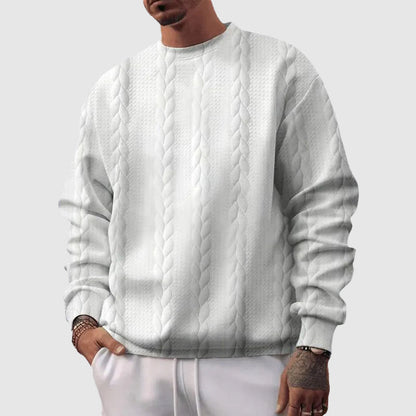 Cozy Cable Knit Crew Neck Wool Sweater