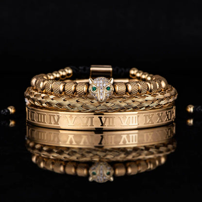 Beaded Animal Charm Braided Bangle Set