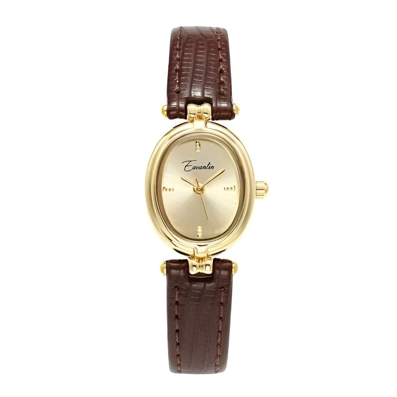 Elegant Oval Wrist Watch | Leather Strap Adjustable Watch